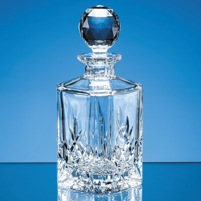 0,8LTR BLENHEIM LEAD CRYSTAL FULL CUT SQUARE SPIRIT DECANTER