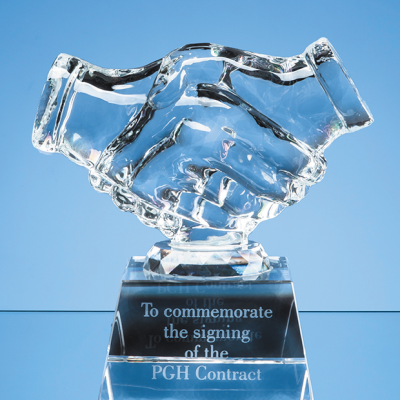 11,5CM OPTICAL CRYSTAL HANDSHAKE AWARD