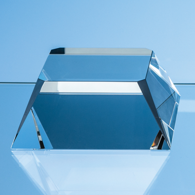 11,5CM OPTICAL CRYSTAL SQUARE BASE with Tapered Sides & Facet Corners