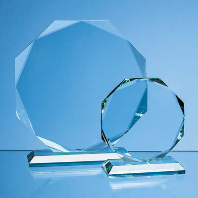 11,5CM x 11,5CM x 15MM JADE GLASS FACETTED OCTAGON AWARD