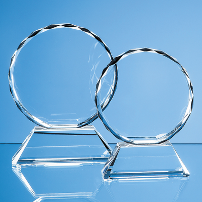 11CM OPTICAL CRYSTAL MOUNTED FACET CIRCLE AWARD