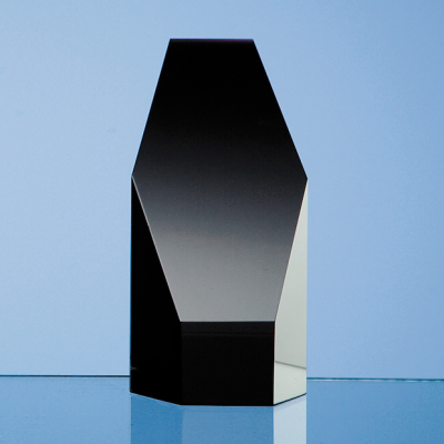 12,5CM ONYX BLACK OPTICAL CRYSTAL HEXAGON AWARD