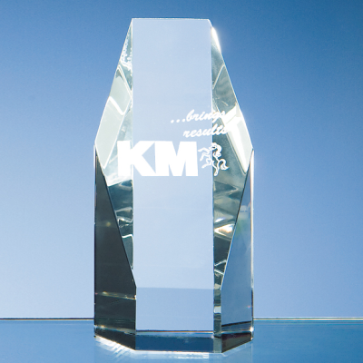 12,5CM OPTICAL CRYSTAL HEXAGON AWARD