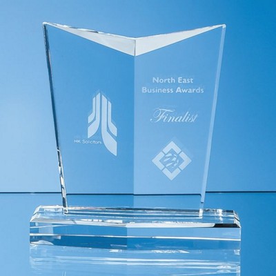 13CM OPTICAL CRYSTAL FACETTED SHIELD AWARD