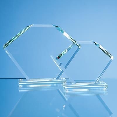 13CM x 18CM x 12MM JADE GLASS BEVELLED EDGE CLIPPED SQUARE AWARD