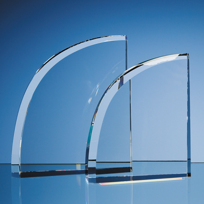 15,5CM OPTICAL CRYSTAL FACET CURVE AWARD