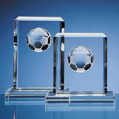 15CM OPTICAL CRYSTAL FOOTBALL RECTANGULAR AWARD