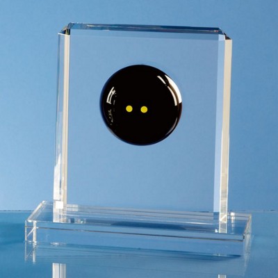 15CM OPTICAL CRYSTAL SQUASH BALL RECTANGULAR AWARD