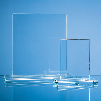 15CM x 12,5CM x 12MM CLEAR TRANSPARENT GLASS RECTANGULAR AWARD