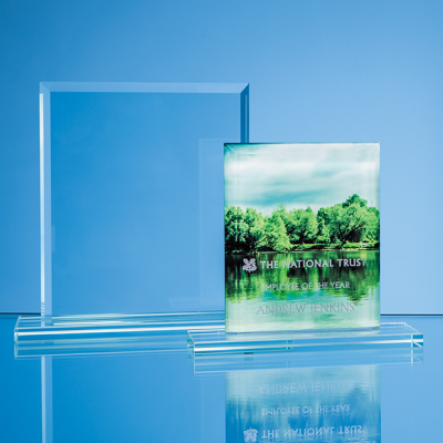 15CM x 12,5CM x 12MM JADE GLASS BEVELLED EDGE RECTANGULAR AWARD