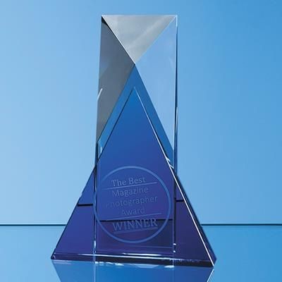 18CM NIK MELLER DESIGN CLEAR TRANSPARENT OPTICAL CRYSTAL & COBALT BLUE MIXX AWARD