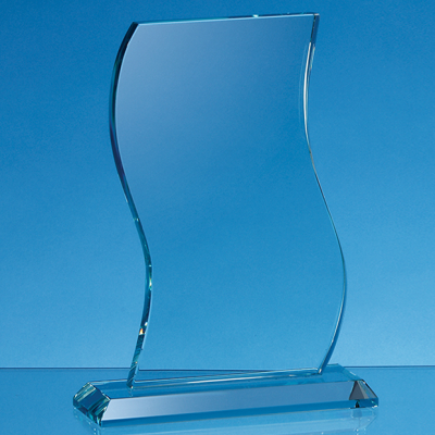 18CM x 11,5CM x 15MM JADE GLASS WAVE AWARD