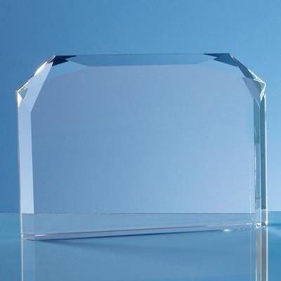 19CM OPTICAL CRYSTAL HORIZONTAL FACET RECTANGULAR AWARD