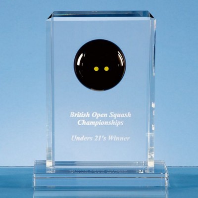 19CM OPTICAL CRYSTAL SQUASH BALL RECTANGULAR AWARD