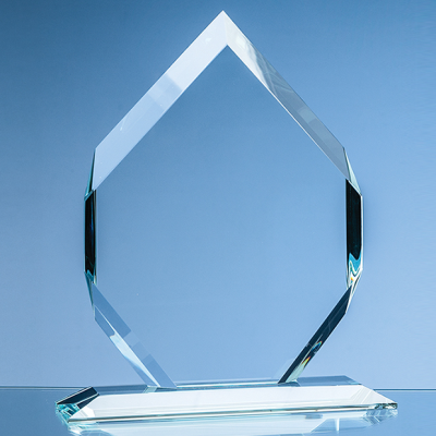 19CM x 13CM x 15MM CLEAR TRANSPARENT GLASS MAJESTIC DIAMOND AWARD