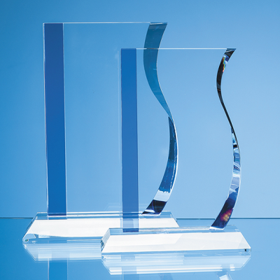 20CM OPTICAL CRYSTAL BLUELINE WAVE AWARD