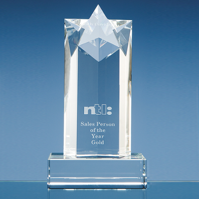 20CM OPTICAL CRYSTAL STAR COLUMN AWARD