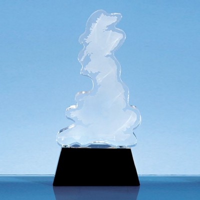 20CM OPTICAL CRYSTAL UK SILHOUETTE AWARD ON AN ONYX BLACK BASE