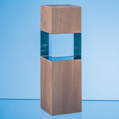 20CM WOOD & OPTICAL CRYSTAL SQUARE COLUMN AWARD