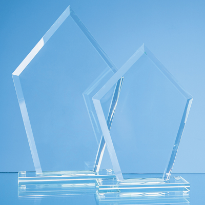 20CM x 14,5CM x 12MM JADE GLASS BEVELLED EDGE DIAMOND AWARD