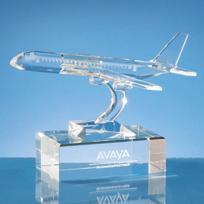 21,5CM OPTICAL CRYSTAL AEROPLANE AWARD