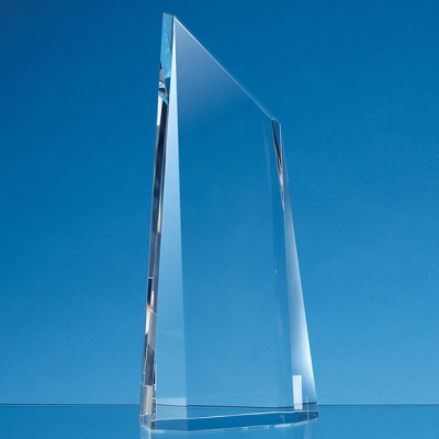 21,5CM OPTICAL CRYSTAL FACETTED PEAK AWARD