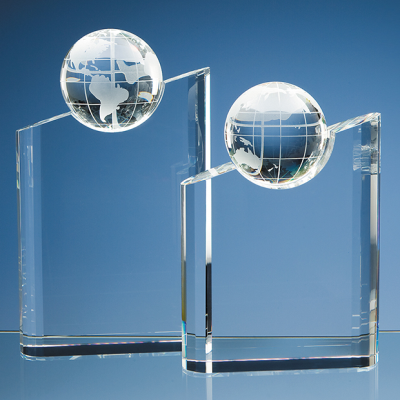 21,5CM OPTICAL CRYSTAL GLOBE MOUNTAIN AWARD