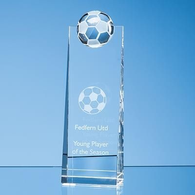 21CM OPTICAL CRYSTAL FOOTBALL RECTANGULAR AWARD