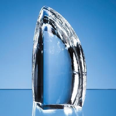 23CM NIK MELLER DESIGN CLEAR TRANSPARENT OPTICAL CRYSTAL & COBALT BLUE SOLITUDE AWARD