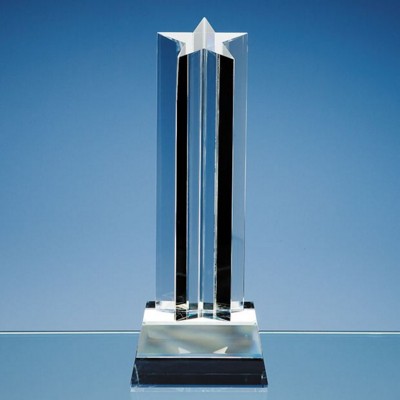 24CM OPTICAL CRYSTAL 5 POINTED STAR COLUMN AWARD