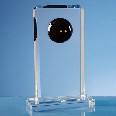 24CM OPTICAL CRYSTAL SQUASH BALL RECTANGULAR AWARD