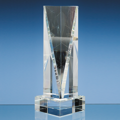 25,5CM OPTICAL CRYSTAL FACET RECTANGULAR AWARD