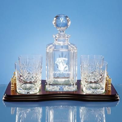 5PC WHISKY SET WOOD BASE; PRESENTATION BOX: INC