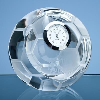 8CM OPTICAL CRYSTAL FOOTBALL WITH CLOCK