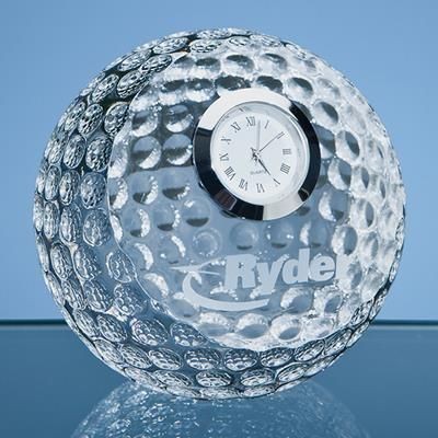 8CM OPTICAL CRYSTAL GOLF BALL WITH CLOCK