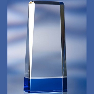 BLUE BASED GLASS TOWER AWARD TROPHY