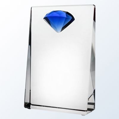 BLUE DIAMOND WEDGE OPTICAL CRYSTAL AWARD