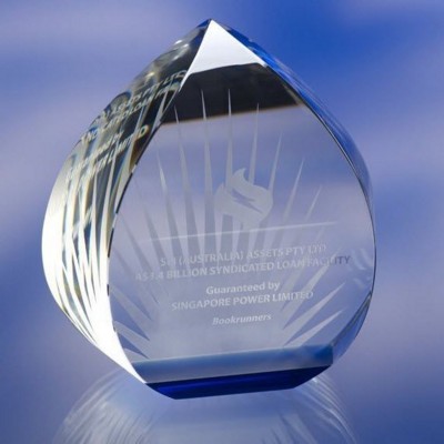 CLEAR TRANSPARENT GLASS AWARD TROPHY