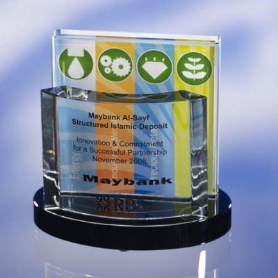 CLEAR TRANSPARENT GLASS AWARD TROPHY