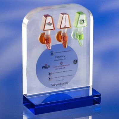 CLEAR TRANSPARENT GLASS AWARD TROPHY