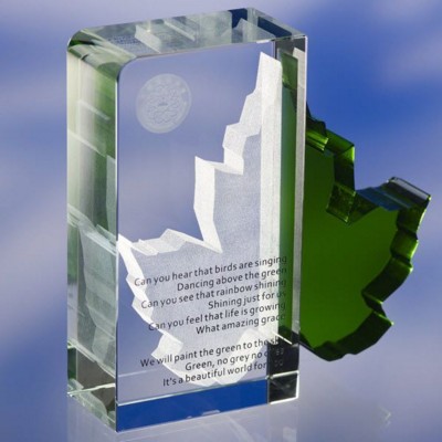 CLEAR TRANSPARENT GLASS AWARD TROPHY