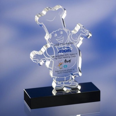 COLOUR OPTICAL GLASS AWARD TROPHY  with Colour Surface Engraving