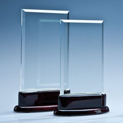 CRYSTAL RECTANGULAR ON ROSEWOOD WOOD BASE