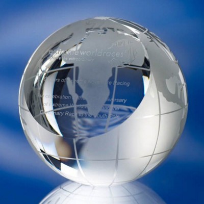 CUT GLOBE GLASS AWARD TROPHY