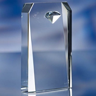 EMBEDDED DIAMOND GLASS AWARD TROPHY