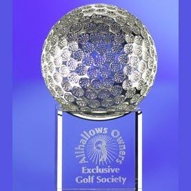 GOLF BALL ON BASE GLASS AWARD TROPHY