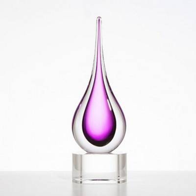 HANDMADE AMETHYST TEAR DROP AWARD ON BASE