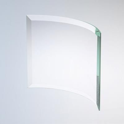 JADE GREEN GLASS BEVELLED BENT GLASS AWARD