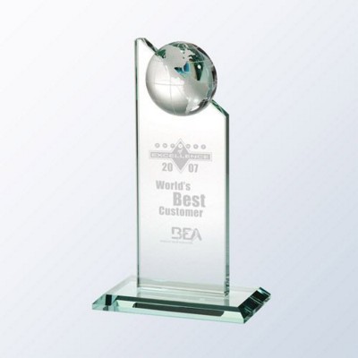 JADE GREEN GLASS WORLD GLOBE PINNACLE AWARD