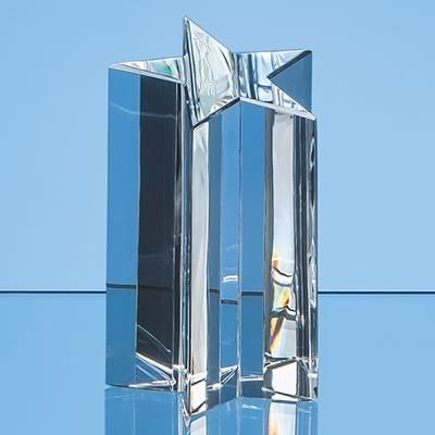 OPTICAL CRYSTAL 5 POINTED STAR COLUMN AWARD